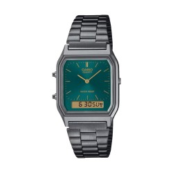 CASIO VINTAGE Mod. EDGY COLLECTION GUN METAL - EMERALD GREEN AQ-230EGG-3AEF